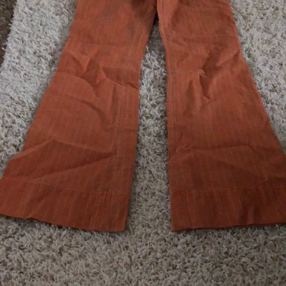 Navy striped orange cotton wide leg pant unique - Picture 6 of 8